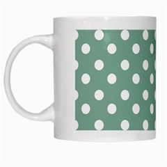 Mint Green Polka Dots White Mugs by GardenOfOphir