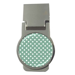 Mint Green Polka Dots Money Clips (round)  by GardenOfOphir