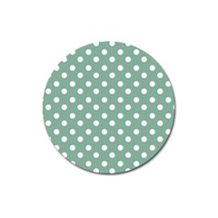 Mint Green Polka Dots Magnet 3  (round) by GardenOfOphir