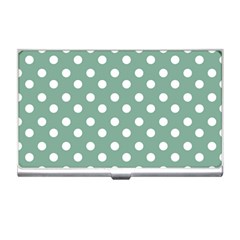 Mint Green Polka Dots Business Card Holders by GardenOfOphir