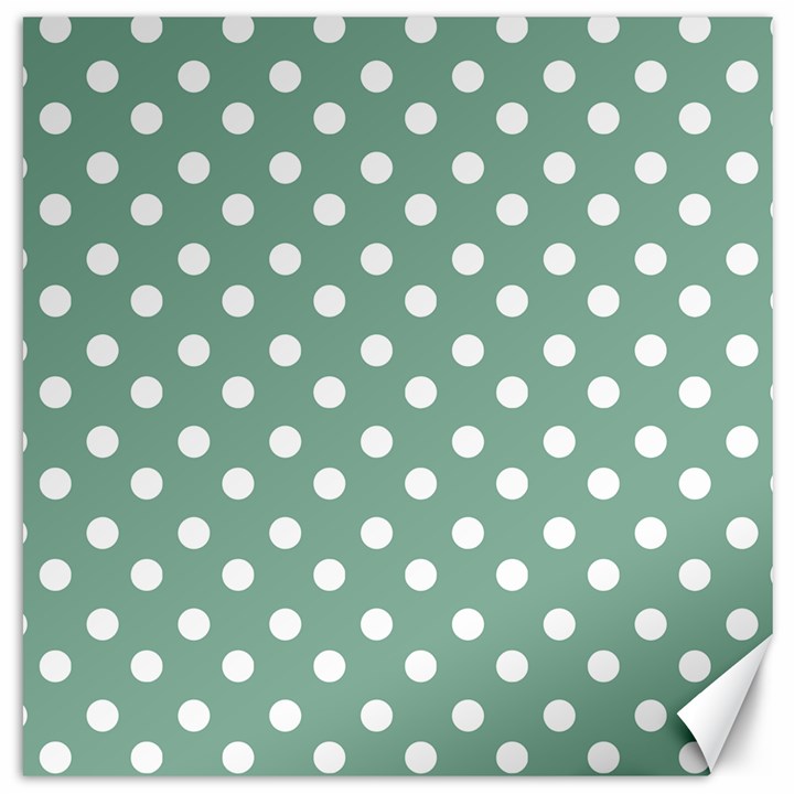 Mint Green Polka Dots Canvas 20  x 20  