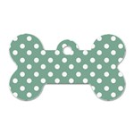 Mint Green Polka Dots Dog Tag Bone (Two Sides) Front