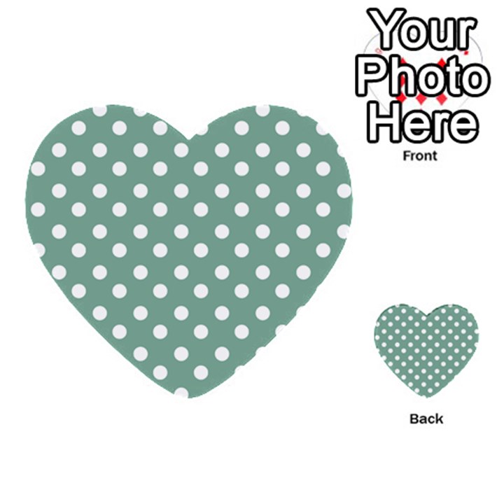 Mint Green Polka Dots Multi-purpose Cards (Heart) 