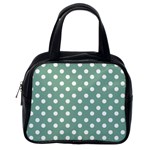 Mint Green Polka Dots Classic Handbags (2 Sides) Back