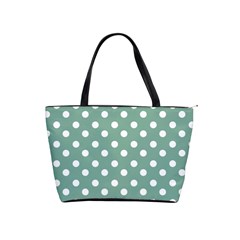 Mint Green Polka Dots Shoulder Handbags by GardenOfOphir