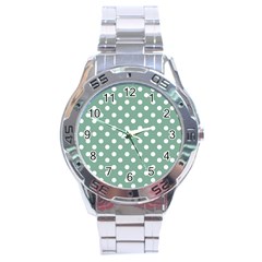 Mint Green Polka Dots Stainless Steel Men s Watch by GardenOfOphir