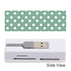 Mint Green Polka Dots Memory Card Reader (stick)  by GardenOfOphir