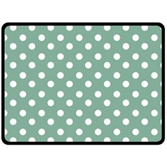 Mint Green Polka Dots Double Sided Fleece Blanket (large)  by GardenOfOphir