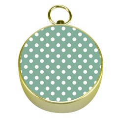 Mint Green Polka Dots Gold Compasses by GardenOfOphir