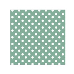 Mint Green Polka Dots Small Satin Scarf (square)  by GardenOfOphir