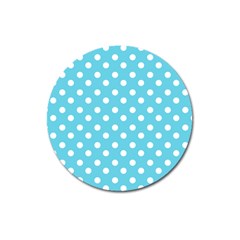 Sky Blue Polka Dots Magnet 3  (round) by GardenOfOphir