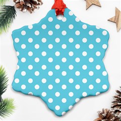 Sky Blue Polka Dots Ornament (snowflake)  by GardenOfOphir