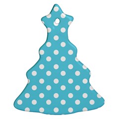 Sky Blue Polka Dots Christmas Tree Ornament (2 Sides) by GardenOfOphir