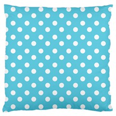 Sky Blue Polka Dots Large Cushion Cases (one Side)  by GardenOfOphir