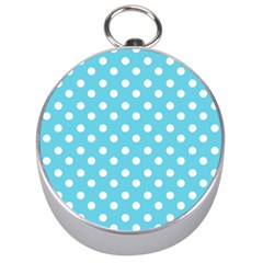 Sky Blue Polka Dots Silver Compasses by GardenOfOphir