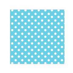 Sky Blue Polka Dots Small Satin Scarf (square)  by GardenOfOphir