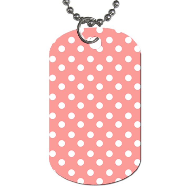 Coral And White Polka Dots Dog Tag (Two Sides)