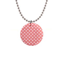 Coral And White Polka Dots Button Necklaces by GardenOfOphir