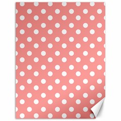 Coral And White Polka Dots Canvas 12  X 16   by GardenOfOphir