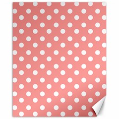 Coral And White Polka Dots Canvas 16  X 20   by GardenOfOphir