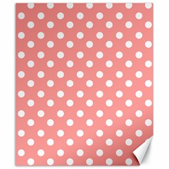 Coral And White Polka Dots Canvas 20  X 24   by GardenOfOphir