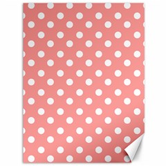 Coral And White Polka Dots Canvas 36  X 48   by GardenOfOphir