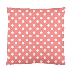 Coral And White Polka Dots Standard Cushion Cases (two Sides)  by GardenOfOphir