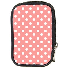 Coral And White Polka Dots Compact Camera Cases