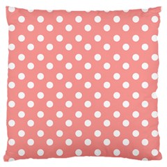 Coral And White Polka Dots Standard Flano Cushion Cases (one Side)  by GardenOfOphir