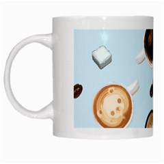 Cute Coffee Pattern On Light Blue Background White Mugs by LovelyDesigns4U