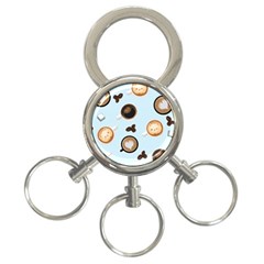 Cute Coffee Pattern On Light Blue Background 3-ring Key Chains