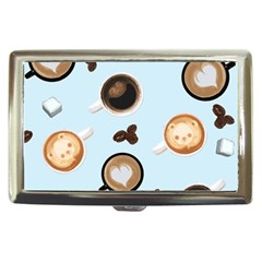 Cute Coffee Pattern On Light Blue Background Cigarette Money Cases