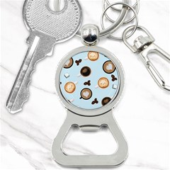 Cute Coffee Pattern On Light Blue Background Bottle Opener Key Chains