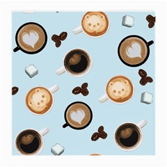 Cute Coffee Pattern On Light Blue Background Medium Glasses Cloth (2-side) by LovelyDesigns4U