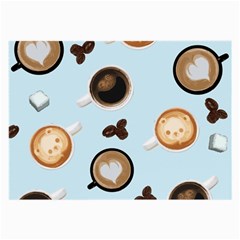 Cute Coffee Pattern On Light Blue Background Large Glasses Cloth