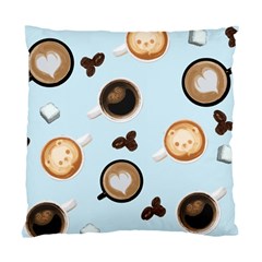 Cute Coffee Pattern On Light Blue Background Standard Cushion Cases (two Sides) 