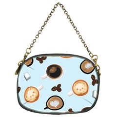 Cute Coffee Pattern On Light Blue Background Chain Purses (two Sides)  by LovelyDesigns4U