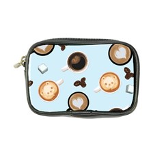 Cute Coffee Pattern On Light Blue Background Coin Purse by LovelyDesigns4U