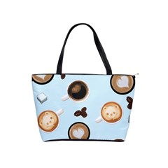 Cute Coffee Pattern On Light Blue Background Shoulder Handbags by LovelyDesigns4U