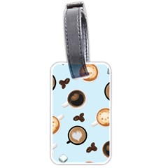 Cute Coffee Pattern On Light Blue Background Luggage Tags (one Side) 