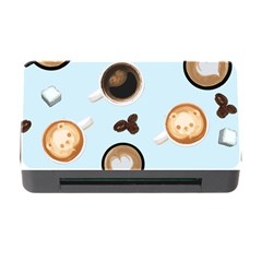 Cute Coffee Pattern On Light Blue Background Memory Card Reader With Cf by LovelyDesigns4U