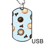 Cute Coffee Pattern on Light Blue Background Dog Tag USB Flash (Two Sides)  Front