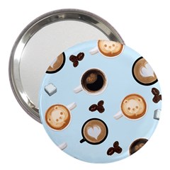 Cute Coffee Pattern On Light Blue Background 3  Handbag Mirrors