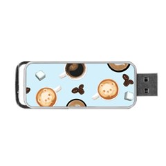 Cute Coffee Pattern On Light Blue Background Portable Usb Flash (one Side) by LovelyDesigns4U