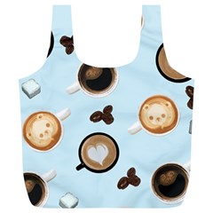 Cute Coffee Pattern On Light Blue Background Full Print Recycle Bags (l)  by LovelyDesigns4U