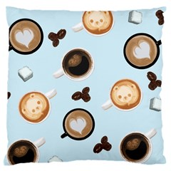 Cute Coffee Pattern On Light Blue Background Standard Flano Cushion Cases (one Side) 