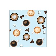 Cute Coffee Pattern On Light Blue Background Satin Bandana Scarf by LovelyDesigns4U