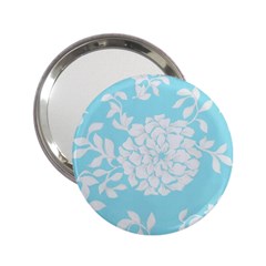 Aqua Blue Floral Pattern 2 25  Handbag Mirrors by LovelyDesigns4U