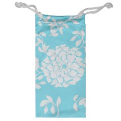 Aqua Blue Floral Pattern Jewelry Bags by LovelyDesigns4U