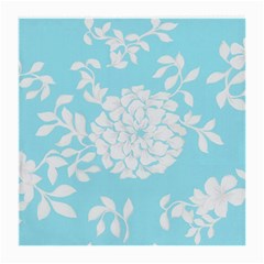 Aqua Blue Floral Pattern Medium Glasses Cloth (2-side) by LovelyDesigns4U